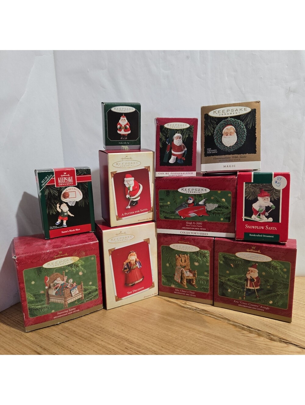 Hallmark Keepsake Ornaments 11 Piece Santa Claus Collection 1989-2005 with Boxes
